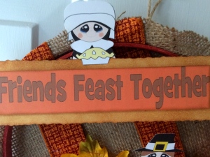 Close up of Friends Feast Together Wreath